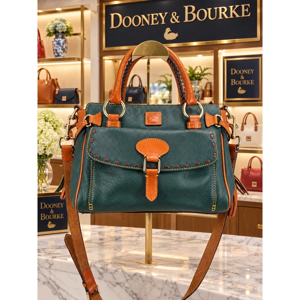 Dooney & Bourke Ivy Green Pebbled Leather Medium Pocket Satchel 4P977 IV